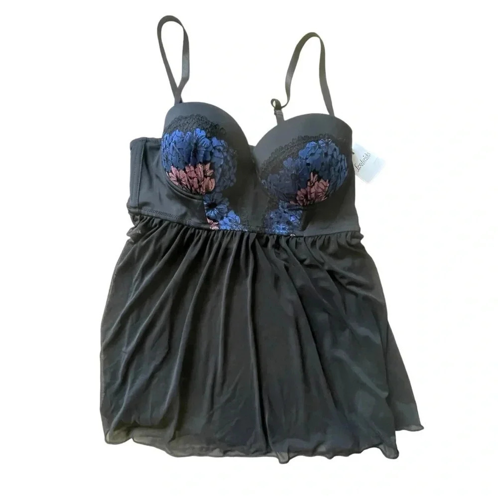Frederick's of Hollywood NWT Size Small Push Up Padded Lace Bra Sheer Teddy